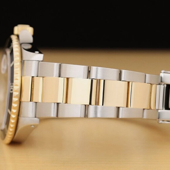 ROLEX SUBMARINER DATE 40MM 18K YELLOW GOLD STEEL 2-TONE BLACK WATCH - Picture 5 of 11